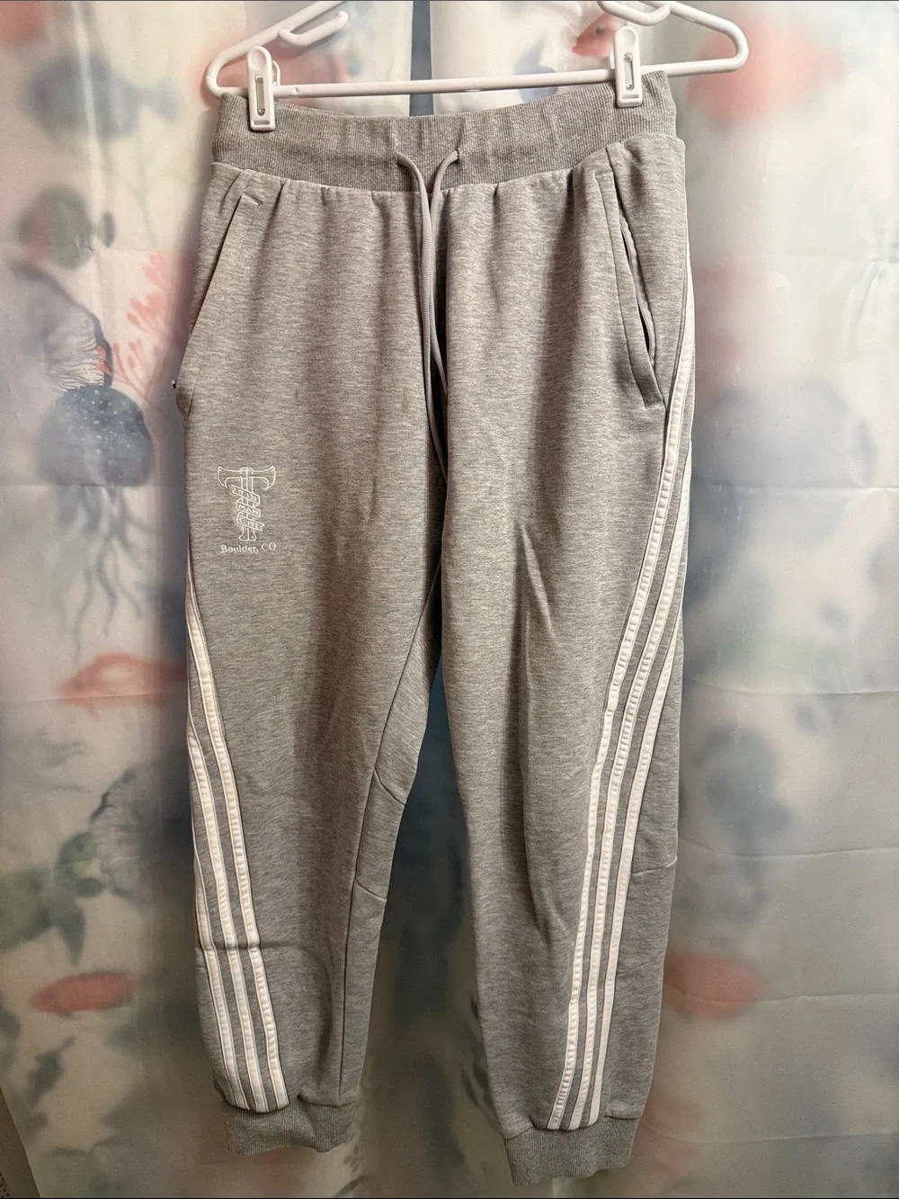 Adidas tin man Elite Grey Jogger Sweatpants with White Stripes